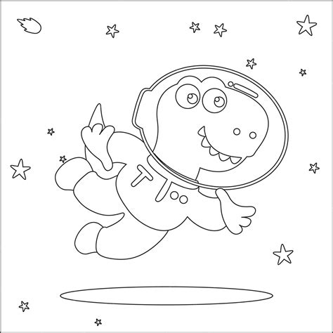 Lustiger Dino-Astronaut im Weltraum Dinosaurier im Weltraum Vektor ...