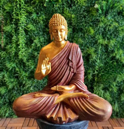 Buy Rose Colour Buddha Polyresin Statue online at Craftkriti.com
