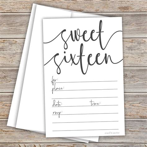 Classic Script Sweet 16 Invitations (20 Count) with India | Ubuy