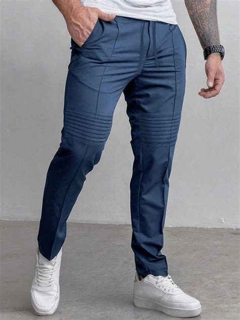 Manfinity Homme Men Solid Slant Pocket Pants Long Drawstring Slacks ...