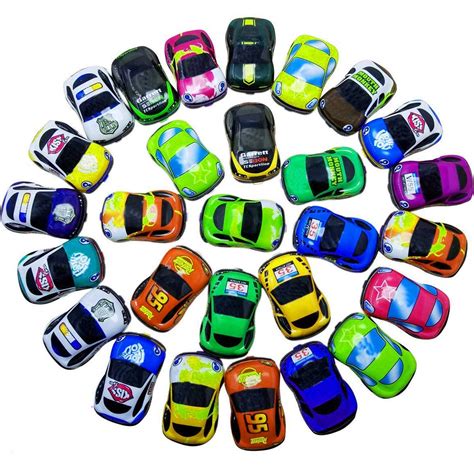 SINYUM Pull Back Cars, 30 Pack Friction Powered Die Cast Vehicles ...