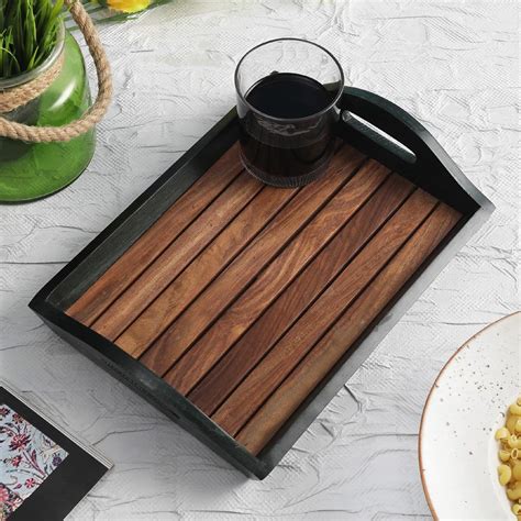 Hand-Made Sheesham Panels Serving Tray : Amazon.in: Home & Kitchen