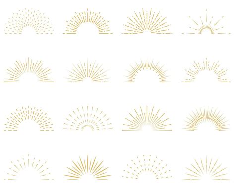 Sun Burst Light Half Line Icon. Starburst Semicircle Sunshine Sparkle ...