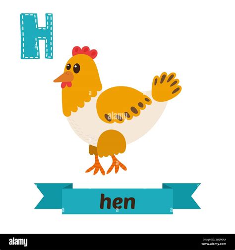 Hen. H letter. Cute children animal alphabet in vector. Funny cartoon ...