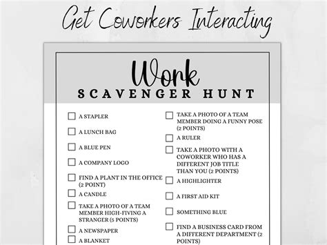 Work Scavenger Hunt, Team Building Games for Work, Office Party Games ...