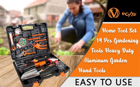 VOLTZ VZ-TK-14 Home Tool Set 14 Pcs Gardening Tools Heavy Duty Aluminum ...