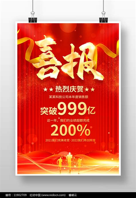 红色大气2021年终销售喜报海报图片下载_红动中国