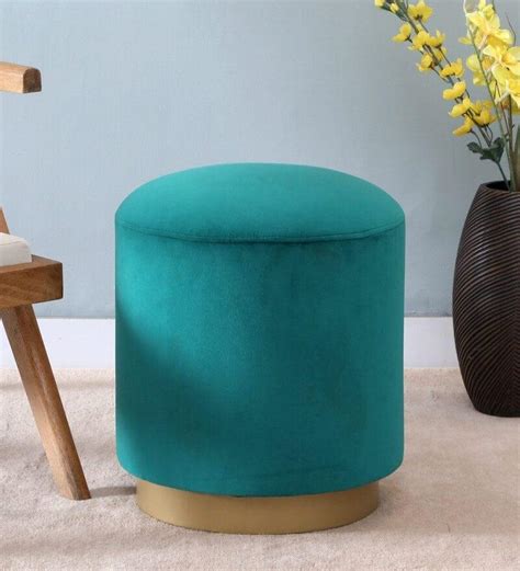 Fresna Metal Pouff In Velvet Wine Colour