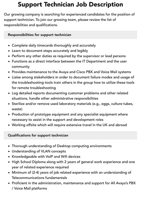 Image result for Computer Tech Support Job Description