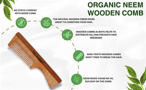 Buy The Legend Organic Pure Neem Wood Comb with Handle, Brown Online at ...