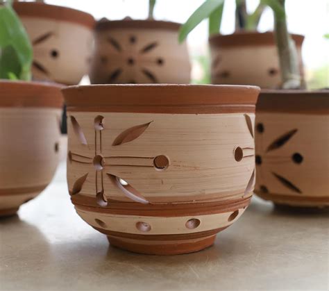Happy Jiffy Unique and Modern Design Terracotta Planter for Orchid (5 ...