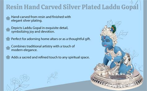 Buy SANDECO 3.5" Resin Hand Carved Silver Plated Laddu Gopal Lord ...