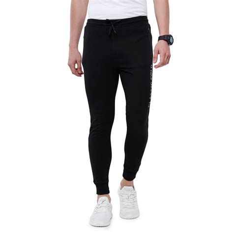 Classic Polo Men's Black Solid Melange Slim Fit Trendy Jogger Pant ...