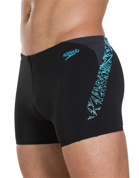 Speedo Mens Endurance Plus Boom Splice Swimming Trunk - Black and Aqua ...