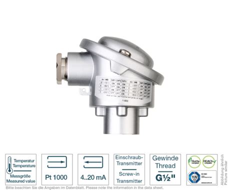 Screw-in temperature transmitter B-head 4-20 mA