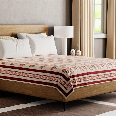 Vertical Striped Block Print King Bed Cover – Eyaas