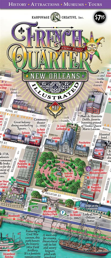 New orleans french quarter illustrated map folded – Artofit