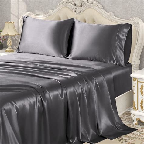 KaceMoo Satin Sheets King Size, Silk Sheets Soft Luxury Satin Bed ...