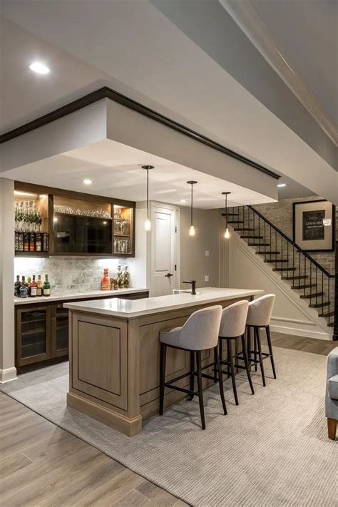 22+ Stylish Basement Bar Ideas for Your Home | Basement living rooms ...