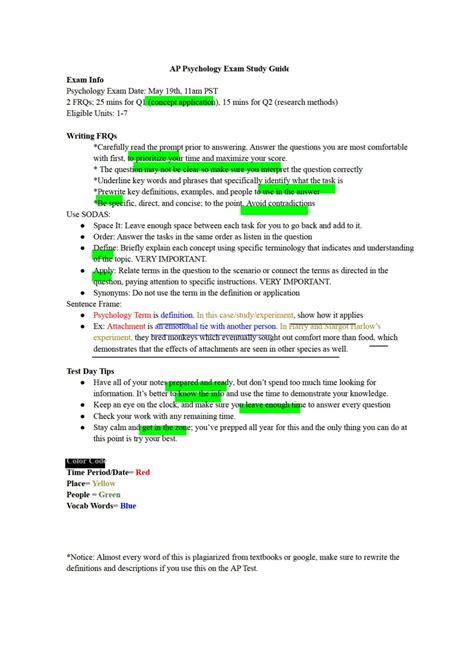 Ap Psychology Study Guide