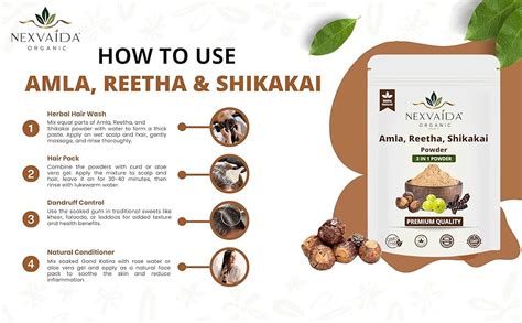 NEXVAIDA Pure Amla, Reetha & Shikakai, 3-in-1-Powder (200 Grams ...