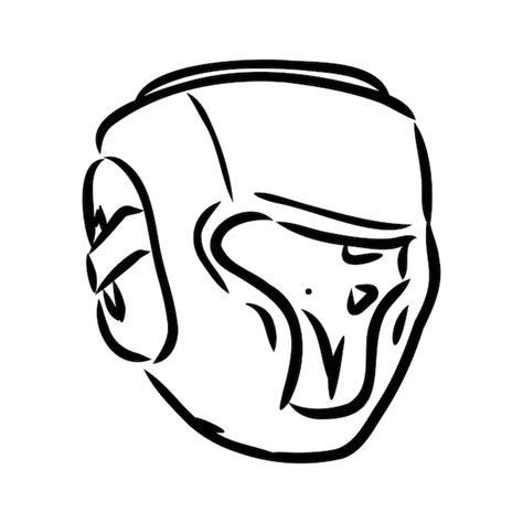 Boxer helm skizze symbol vektor hand gezeichnet blau gekritzel linie ...