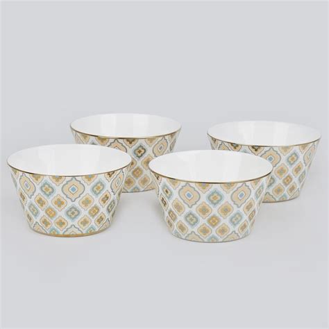 Buy Corsica Ebony Set of 4 Bone China Printed Cereal Bowl - 480ml from ...