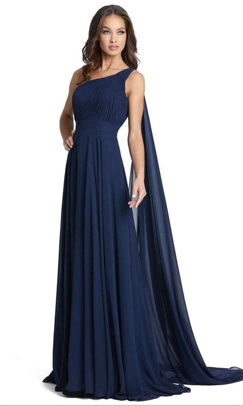 Navy Blue One Shoulder Ruched Flared Maxi – ShObO