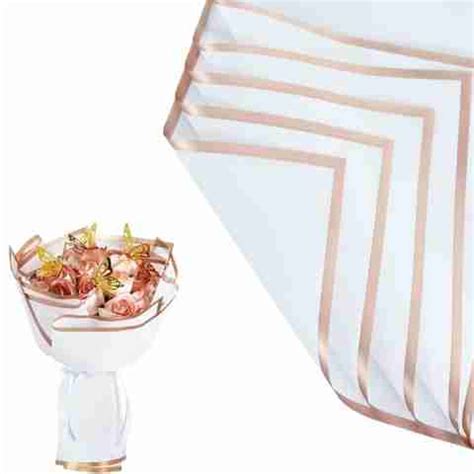 Saksham Golden Border Line Flower Wrapping Paper | 10 Sheets, White and ...