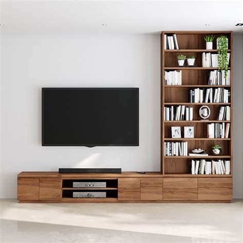 Walnut Veneer Built-In TV Unit | Built in shelves living room ...