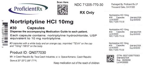 Nortriptyline Hydrochloride Capsules, USP Rx only