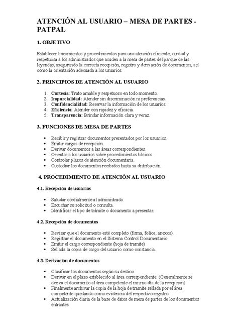 ATENCIÓN AL USUARIO EN MESA DE PARTES - PATPAL - Studocu
