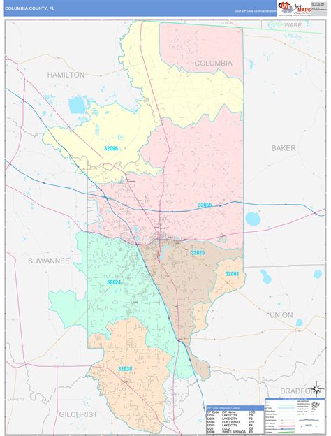 Columbia County, FL Wall Map Color Cast Style by MarketMAPS - MapSales.com