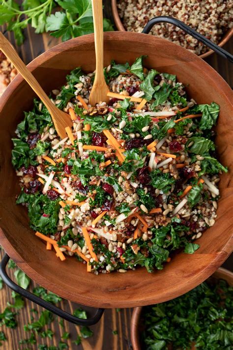 Kale Apple Cranberry Salad with Quinoa - Peas and Crayons