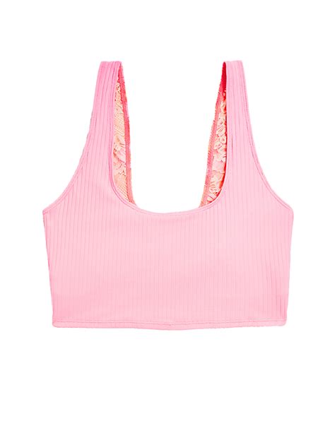 Buy Meia Rib Lace Crop Top at Marks & Spencer