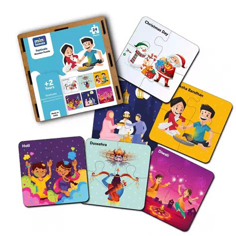 Indian Festivals 4 Pieces Wooden Puzzles (2 - 4 Years) – Mini Leaves