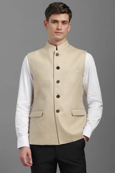 Buy Men Beige Textured Slim Fit Casual Nehru Jacket Online - 39828478 ...