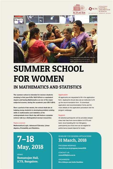 Summer School for Women in Mathematics and Statistics | ICTS
