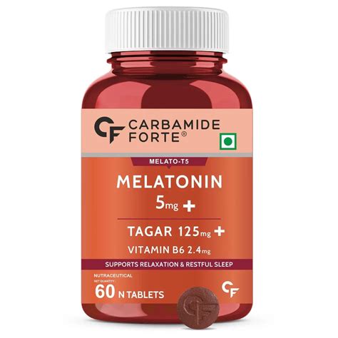Carbamide Forte Melatonin 5mg Sleep Tablets with 125mg Tagar & Vitamin ...