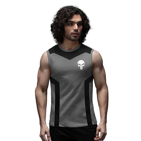 Buy The Souled Store Punisher Logo Vests Grey Grey Online