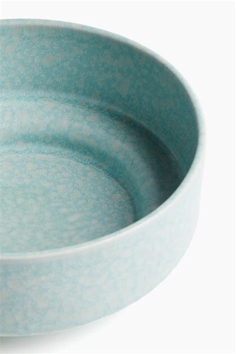 Reactive-glaze stoneware serving bowl - Light turquoise - Home All | H&M IN