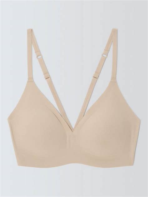 John Lewis Amara Bonded Crop Top Bra, Black, Almond