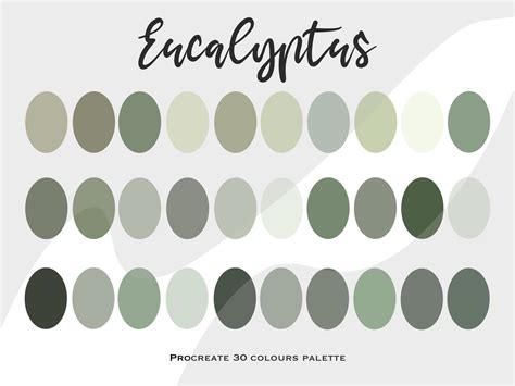 Eucalyptus Green Color Palette for Procreate Procreate - Etsy UK ...