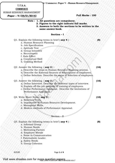 Human Resource Management 2018-2019 BA Commerce (IDOL) (Correspondence ...
