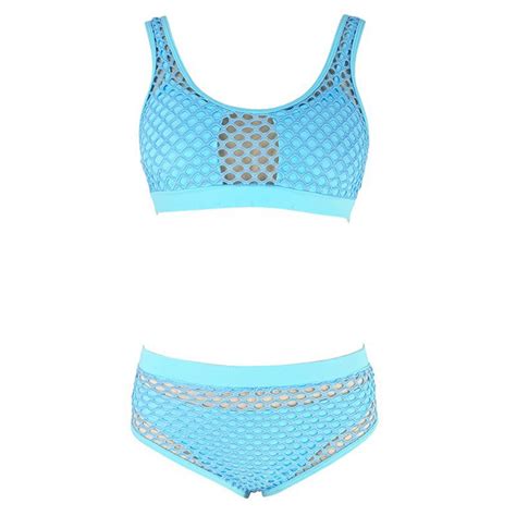 Sakmal Blue Swimsuit Women Bikinis Mesh Sheer Bathing Suits Push Up ...