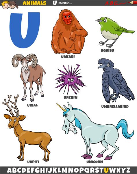 cartoon animal characters for letter U educational set 34201177 Vector ...