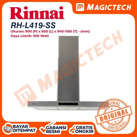 Jual COOKER HOOD/PENGHISAP ASAP/TUDUNG HISAP RINNAI RH-L419-SS - Kota ...