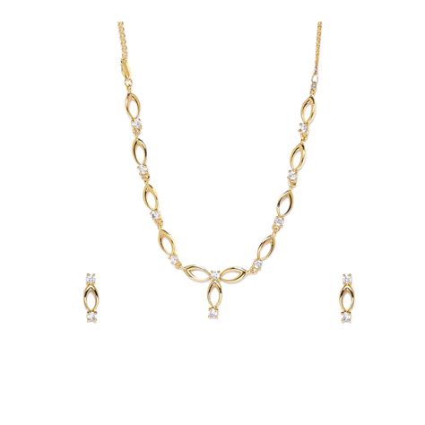 Buy Estele Gold Plated Elliptical Shaped Jewellery Set for Women Online
