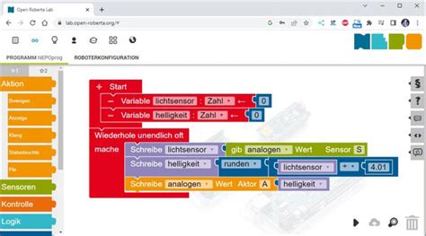 Image result for Open Roberta Tutorial Deutsch Sensor