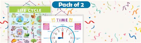 Set of 2 Life Cycle and TIME Early Learning Educational Charts for Kids ...